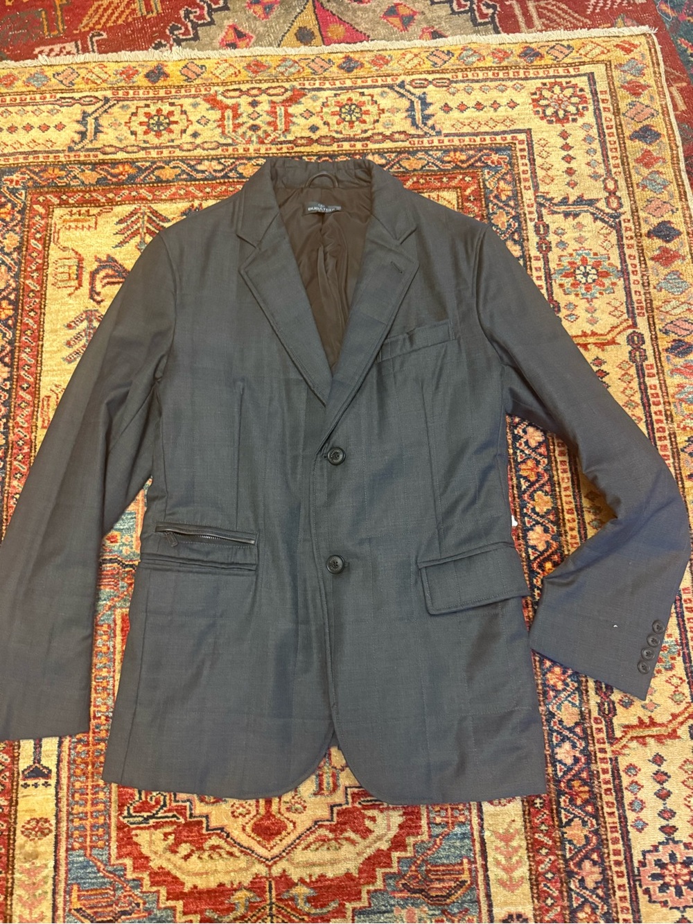 Bugatchi Men's Charcoal Gray Quilted Two-Button Blazer